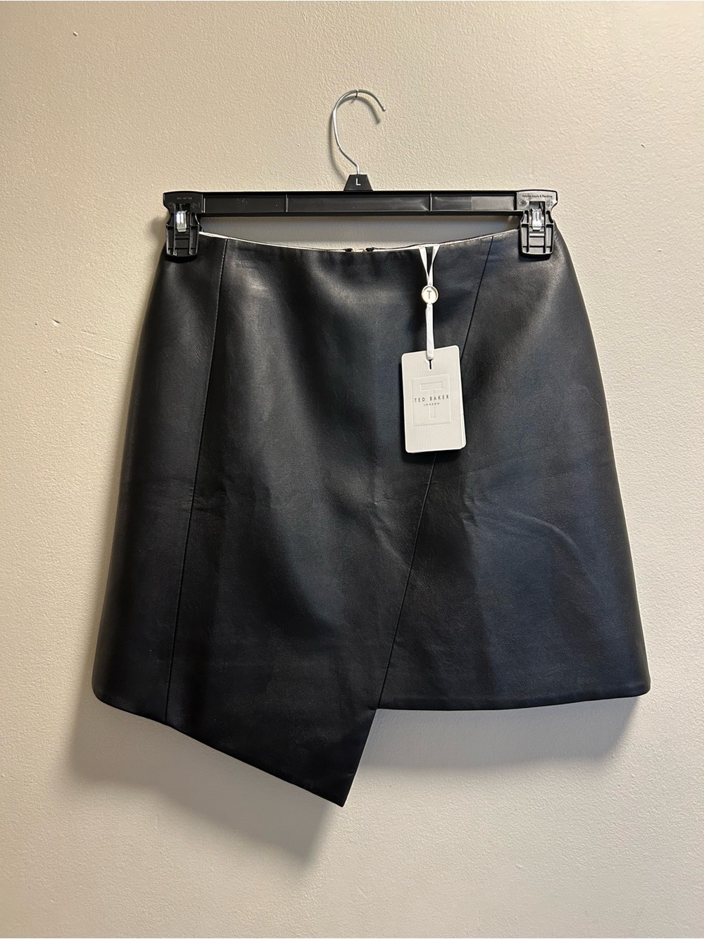 Ted Baker Black Asymmetric Leather Skirt